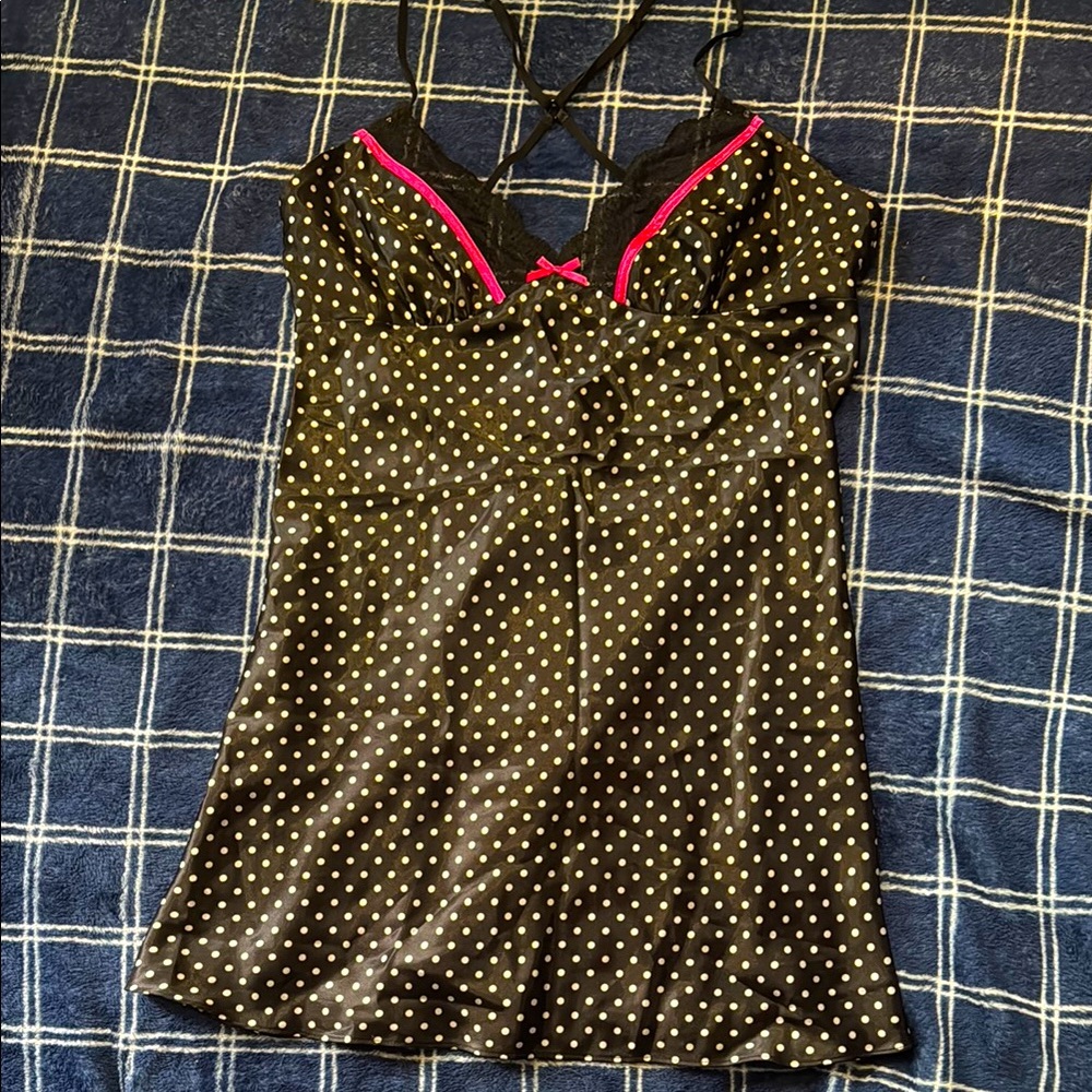 Polka Dot Nightgown with Pink Accents